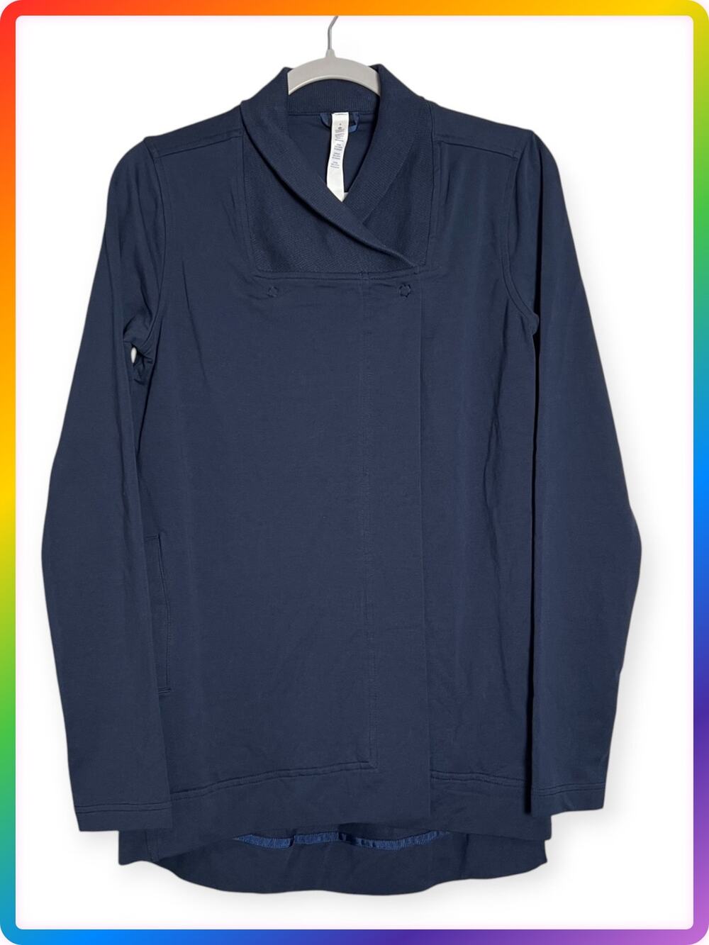 Lululemon Belle Wrap Jacket SIZE 4 Inkwell Navy French Terry Soft Layer EUC